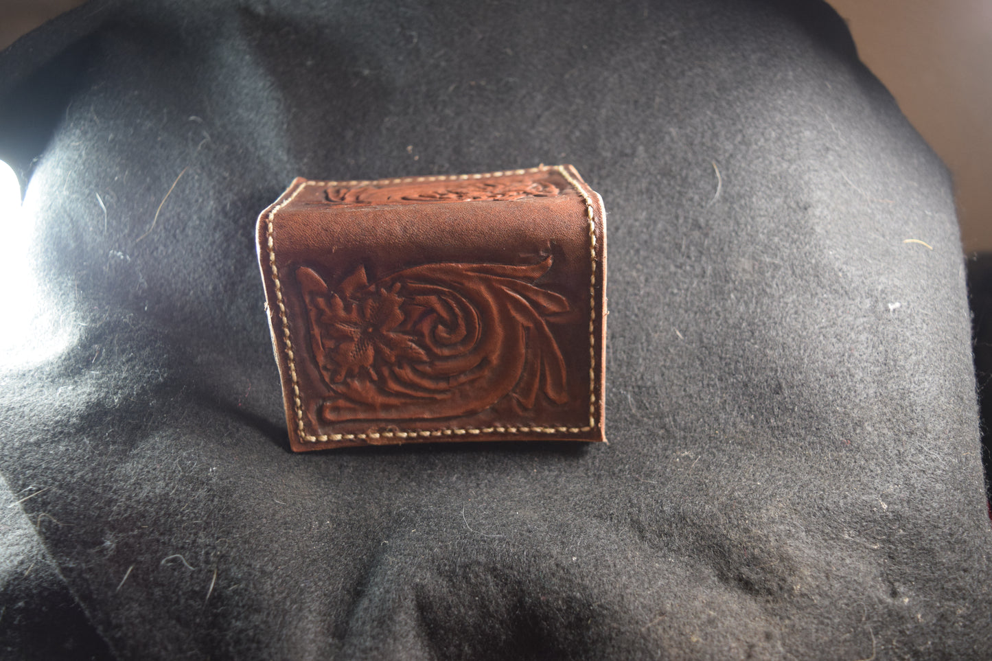 Hand tooled credit card holder