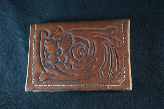 Hand tooled and hand sewn card holder